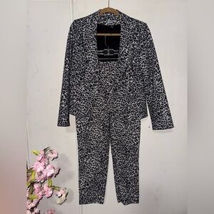 White House Black Market Black and White Animal Print  suit